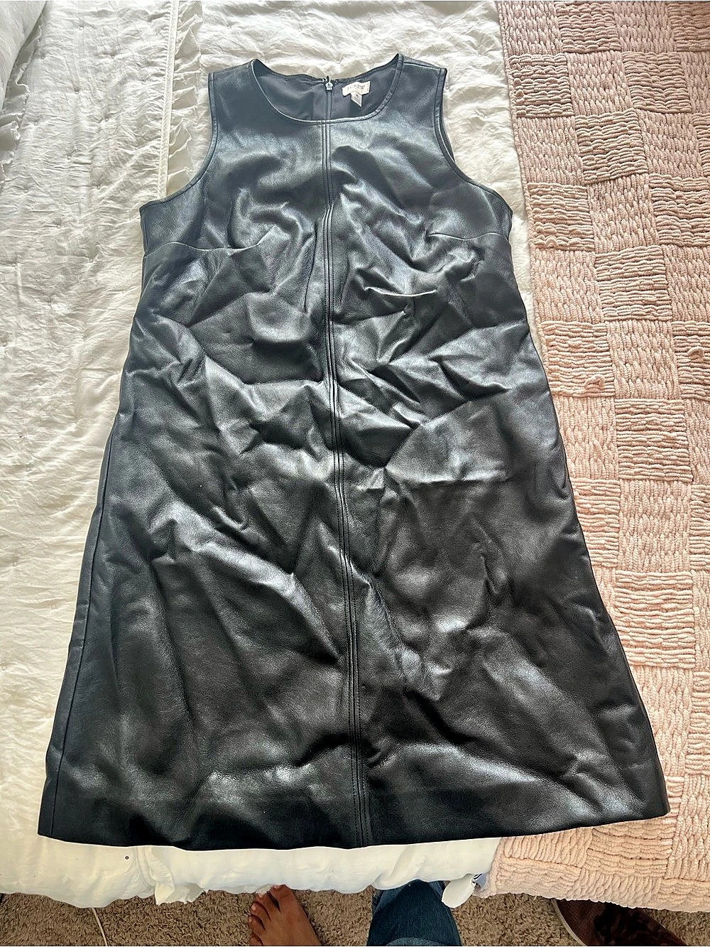 J.Crew Faux-Leather Shift Dress Mini Dress Black Size 6